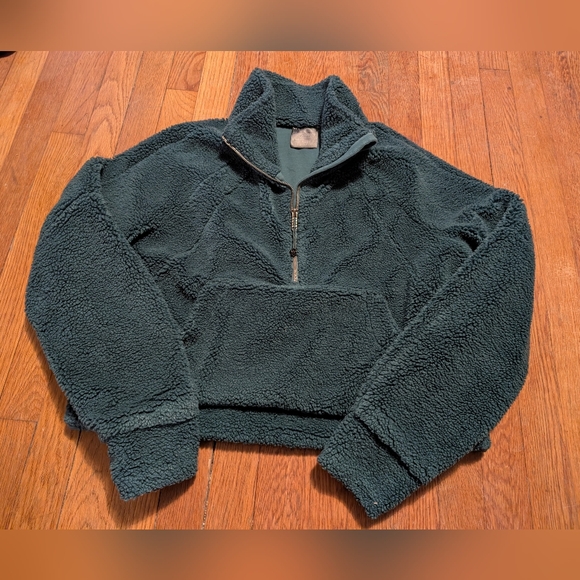 lululemon athletica Tops - Lululemon Scuba Fleece Cropped Funnel Neck Pullover, M/L, Green